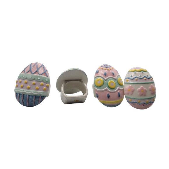 4 VINTAGE Napkin Rings EASTER HOLIDAY EGGS - Picture 3 of 4